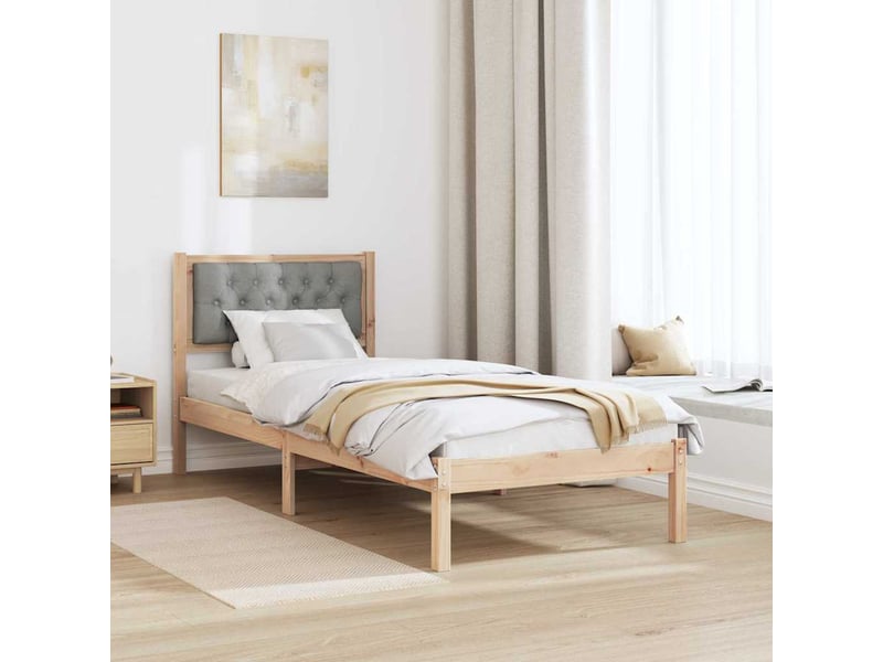  Lit simple- lit adulte -  cadre de lit avec tête de lit gris clair 80 x 200 cm pin massif  - Conforama C