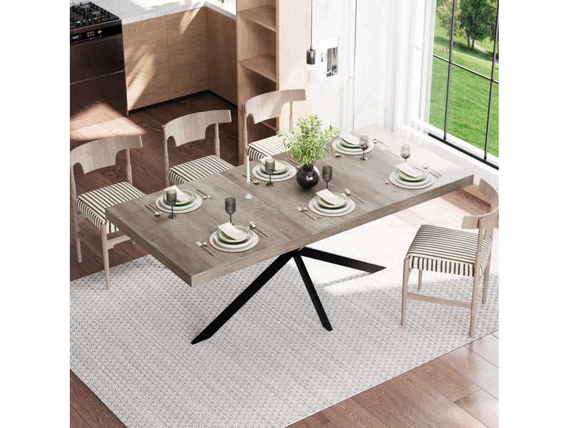  Table repas extensible 140-180 cm avec rangement gris evryae  - Conforama C