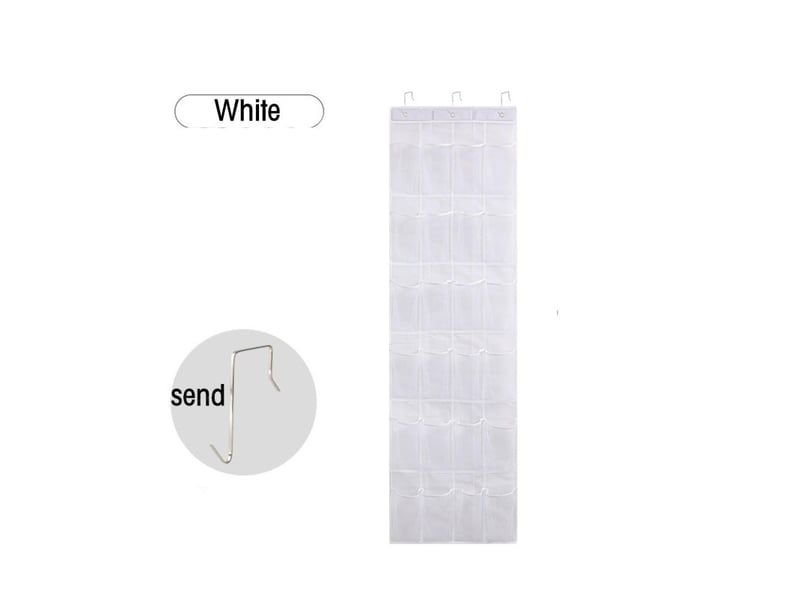  Organisateur de rangement suspendu pour porte, à chaussures, tissu en maille multicouche, 24 poches, blanc SJY-HRC0005130LY - Conforama B