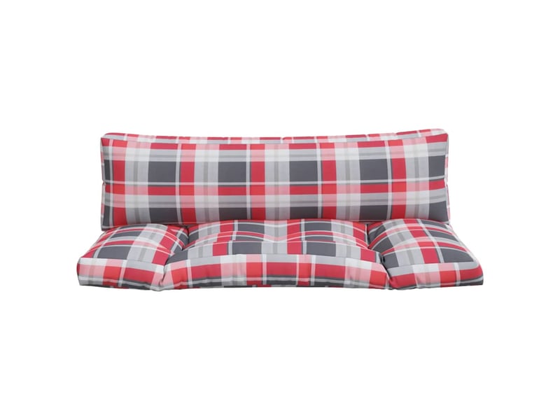  Lot de 2 coussins de palette, coussins de canapé carreaux rouges tissu cf59469  - Conforama D