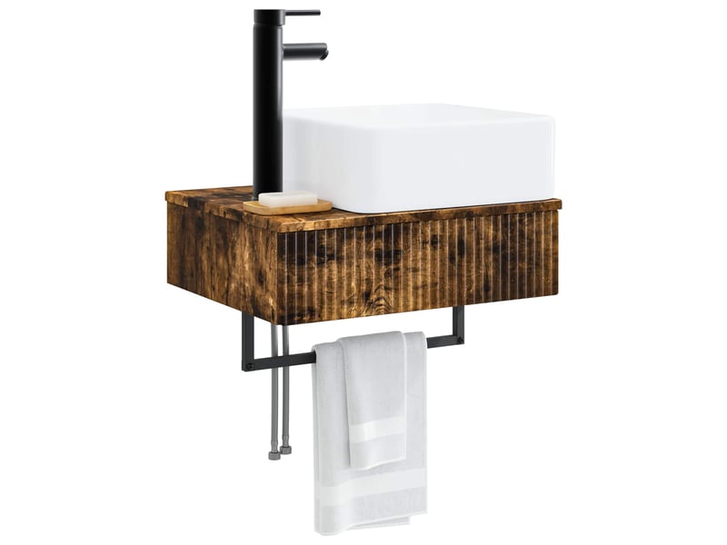 Basin de lavage mural, lavabo chêne fumé 50x41x39 cm - Conforama C