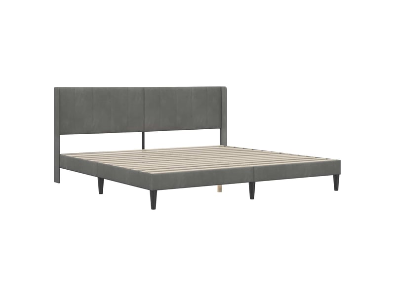 Lit double- lit adulte - cadre de lit avec tête de lit gris foncé 200 x 200 cm velours - Conforama B