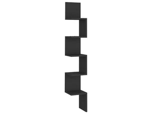 Étagère d'angle flottante, étagère murale noir 20x20x127,5 cm bois d'ingénierie cf41406