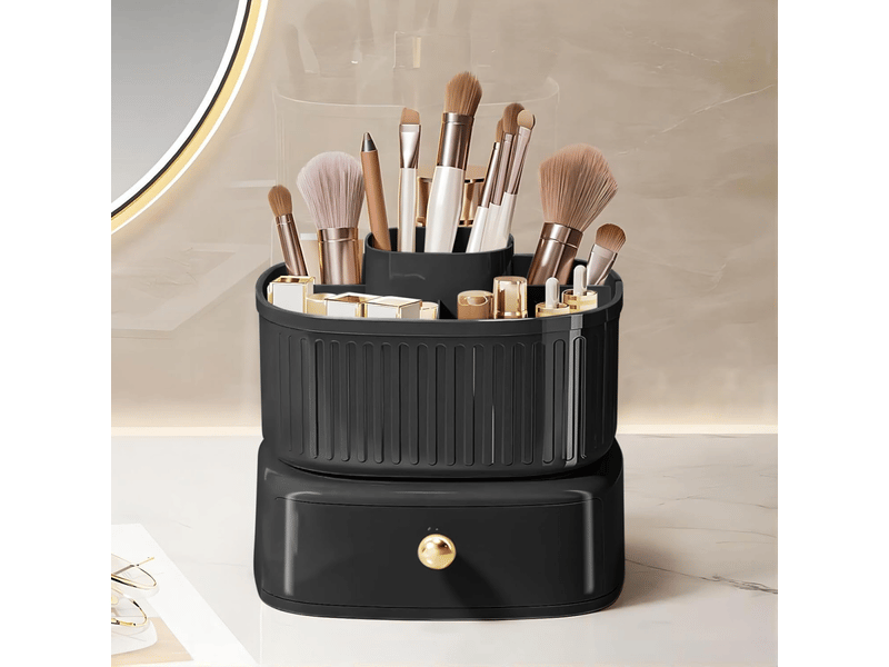 Organisateur de maquillage empilable, support pour pinceaux de maquillage avec plateau rotatif à 360°, étagère pour cosmétiques (noir) - Conforama C