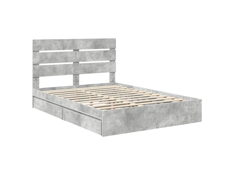 Lit double- lit adulte - lit de rangement gris béton 150 x 200 cm bois d'ingénierie - Conforama C