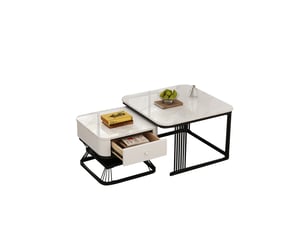 Table basse carré(e) coloris blanc <strong>MERAX</strong> <strong>table basse blanc</strong> - 70 cmx70 cm