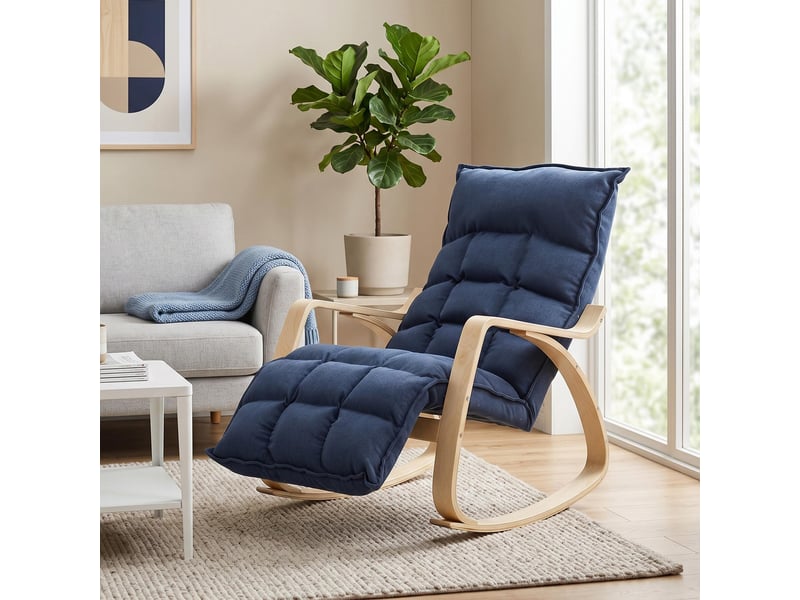  Fauteuil à bascule, fauteuil à bascule avec dossier haut, bleu foncé  - Conforama C