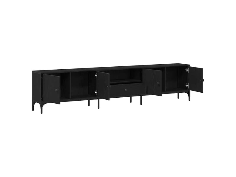  Meuble tv - banc tv - meuble de rangement 200 x 25 x 44 cm chêne noir bois d'ingénierie  - Conforama E