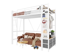 Lit mezzanine 90x200 cm MEUBLIV coloris blanc
