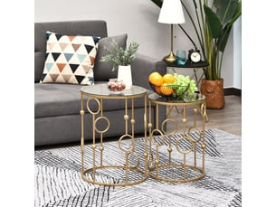 Table basse rond(e) coloris doré <strong>OKMYHOME</strong> <strong></strong> - 41 cmx36 cm
