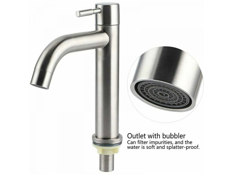  Robinet de grand lavabo monotrou froid en acier inoxydable brossé g12  - Conforama B