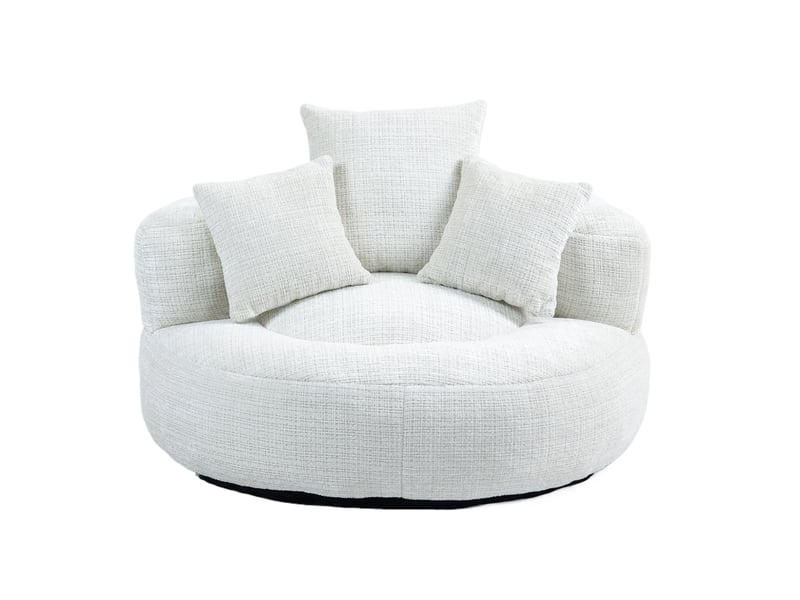  Fauteuil pouf 108x108x52 cm à dossier haut beige  - Conforama A