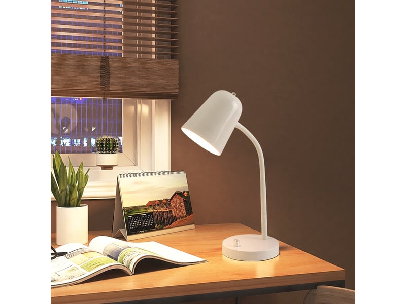  Lampe de bureau orientable pour bureau à domicile avec interrupteur à câble lecture blanc  - Conforama D