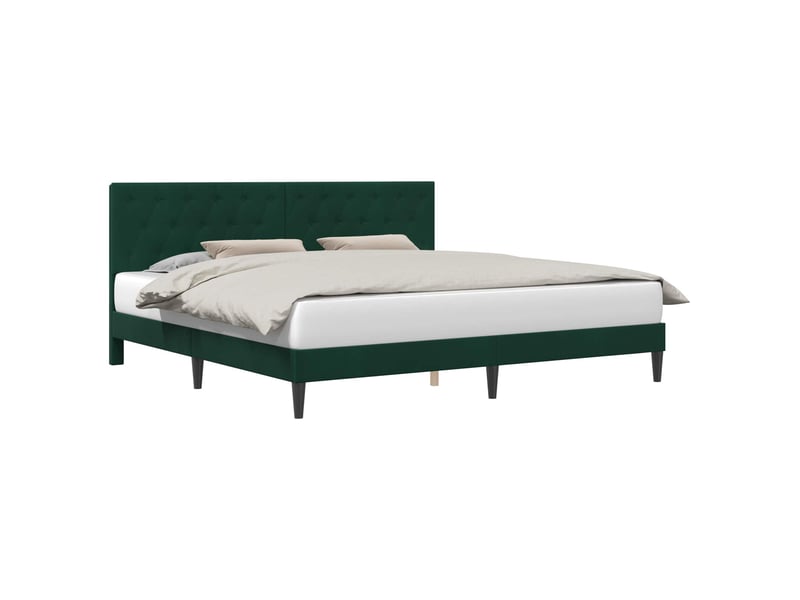  Lit double- lit adulte -  cadre de lit avec tête de lit vert foncé 200 x 200 cm velours  - Conforama A