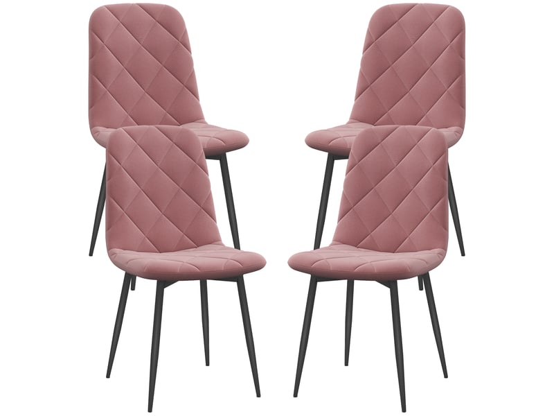  Set de 4 chaises de salle à manger en velours rose avec dossier dimensions 45 x 54 x 87 cm  - Conforama E