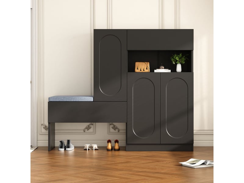 Lit capitonné 130x35x110, banquette intégrée avec portes à fermeture douce et compartiments réglables lit rembourré - Conforama B