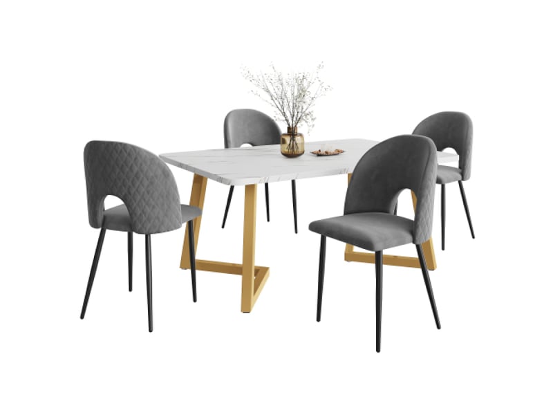 Chaise salle a manger, ensemble repas table rectangulaire moderne 117 x 68 cm avec 4 chaises, chaise de salle à manger - Conforama A