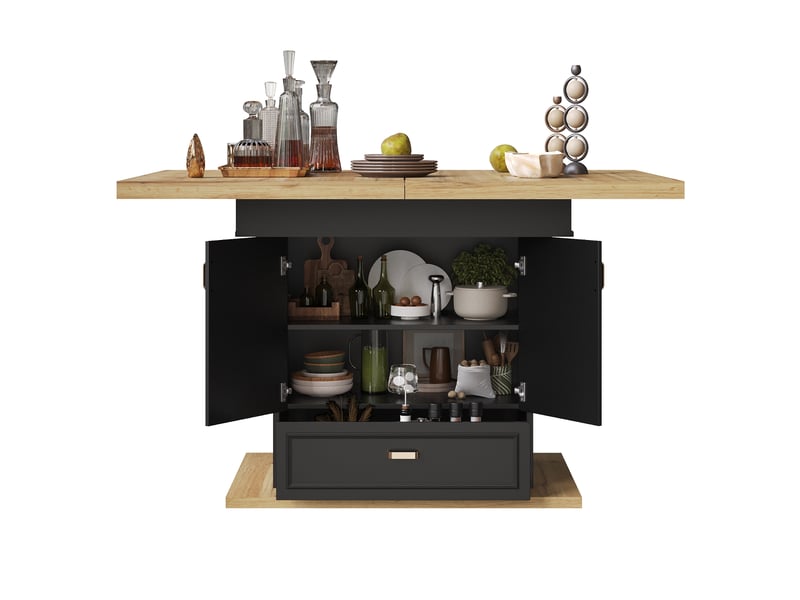  Table de salle à manger extensible avec rangement en mdf 110-140×80×75 cm bois naturel  - Conforama A
