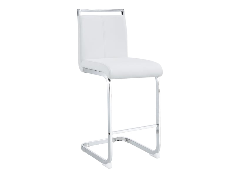  Lot de 2 tabourets de bar blancs, pu, piètement argenté, style nordique, hauteur 96,5cm  - Conforama A