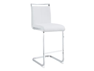 Lot de 2 tabourets de bar blancs, pu, piètement argenté, style nordique, hauteur 96,5cm