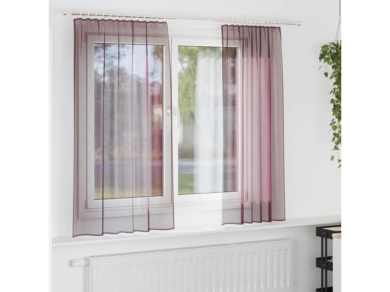 Lot de 2 rideaux en voile, voilages à œillets violets cf44252 - Conforama B