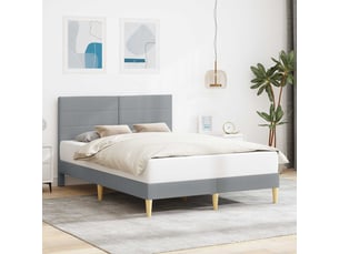 Lit adulte, lit double, cadre de lit avec tête de lit gris clair 160x200cm tissu cf2724