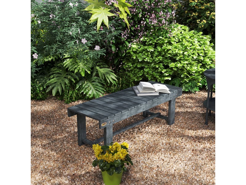  Banc de jardin 2 places imperméable en bois de sapin, 110 x 38 x 35 cm, gris  - Conforama C