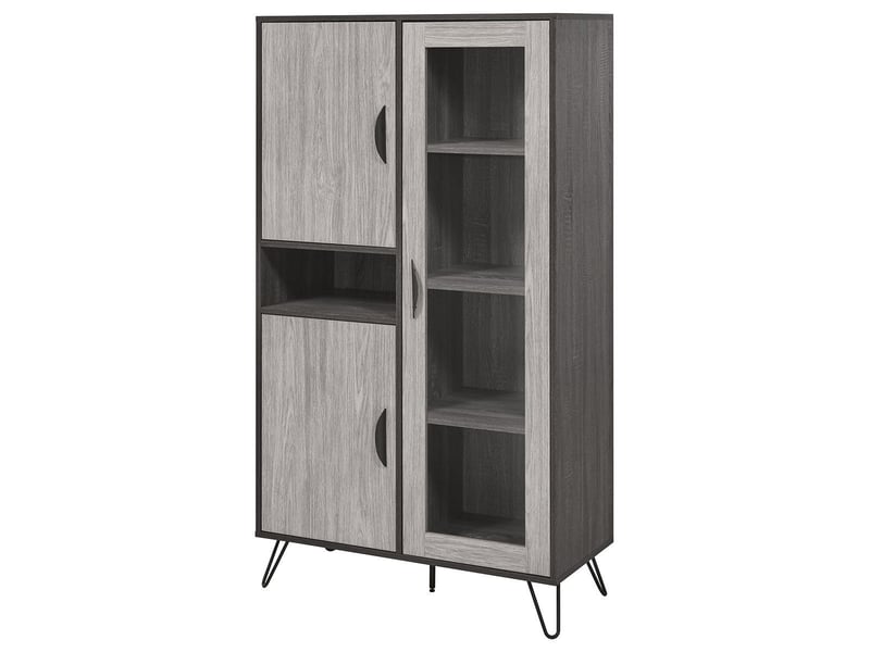  Argentier 3 portes 1 vitre et 1 niche aspect bois grisé et noir - brooklyn BROOKLYN - Conforama A