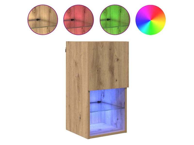  Lot de 2 meuble tv mural, meuble tv suspendu chêne artisanal bois d'ingénierie shl25023  - Conforama D