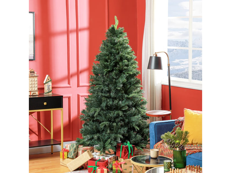  Sapin de noël artificiel 180 cm arbre de noël avec support en acier pliable, 1061 branches, décoration de noël, vert  - Conforama B