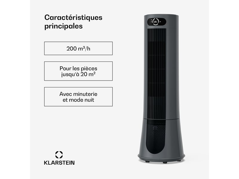 Klarstein frost rafraîchisseur d'air 200 m³h 7l 20 m² 2 packs de refroidissement 4 modes 45w noir  - Conforama B
