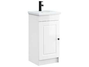 Meuble de salle de bain avec évier blanc brillant shl412