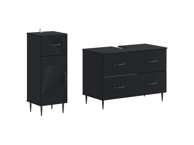 Ensemble de 2 meubles de salle de bain haarlem noir cf63170 - Conforama A