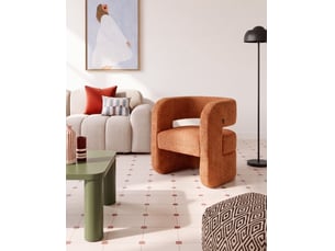 Fauteuil vidsel tissu chenille orange
