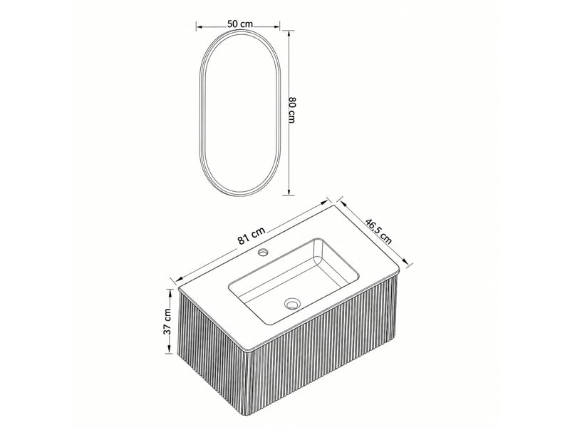  Ensemble meuble salle de bains 80 cm avec meuble vasque suspendu blanc et miroir led  - Conforama C