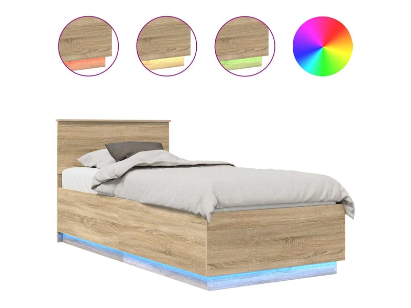  Lit simple- lit adulte -  cadre de lit chêne sonoma 70 x 190 cm bois d'ingénierie  - Conforama A