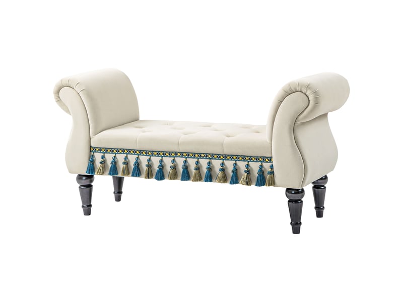  Banquette rembourrée, siège, design vintage, jusqu'à 150 kg, 117 x 40 x 58 cm, beige  - Conforama B