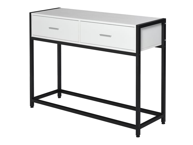  Console moderne avec 2 tiroirs et pieds réglables pour salon, 120 x 34 x 81 cm, noir et blanc  - Conforama A