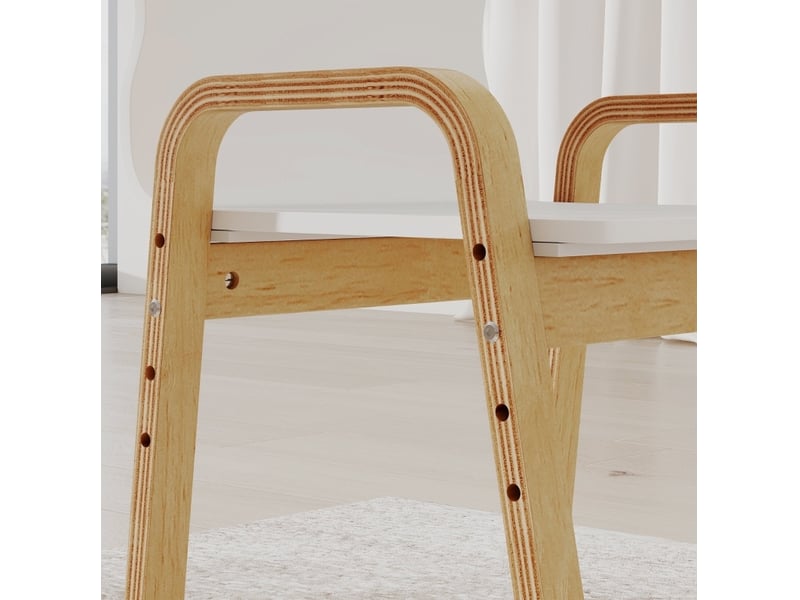  Lot de 2 chaises enfant réglables en hauteur 39 x 34 cm blanches en bois, de 3 à 15 ans avec accoudoirs  - Conforama E