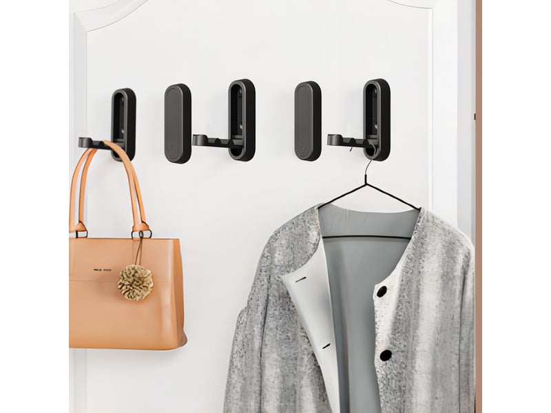  Lot de 4 crochets muraux pliables en aluminium, pliables à 90 degrés, invisibles pour bureau, cuisine, chambre, salle de bain, cuisine (noir  - Conforama D
