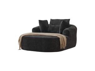Méridienne convertible 146,5 x 131 x 81 cm – noir – velours côtelé avec accoudoirs, coussin et fonction couchage