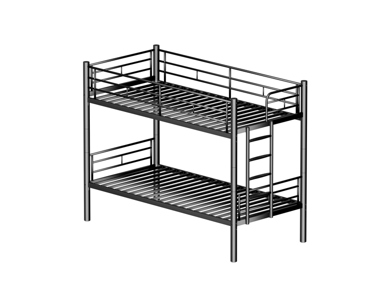  Lit superposé 90x190 cm transformable en 2 lits simples avec barrière de sécurité en métal noir  - Conforama A