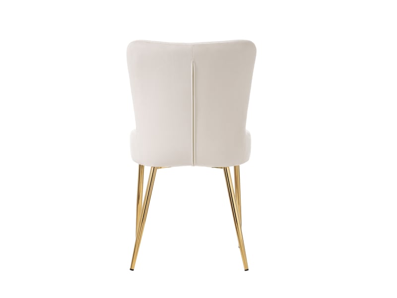  Lot de 2 chaises velours beige avec dossier lombaire et pieds dorés – luxe salle à manger &amp; séjour  - Conforama E
