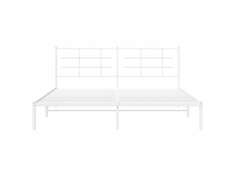  Lit double- lit adulte -  cadre de lit métal sans matelas et tête de lit blanc 180x200 cm  - Conforama D
