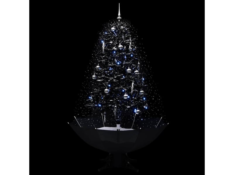  Arbre de noël, sapin de noël neigeux avec base de parapluie noir 170 cm pvc  - Conforama C