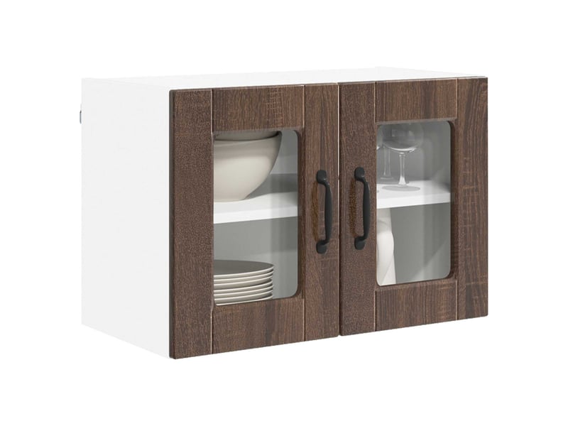  Meuble mural de cuisine, cabinet en verre mural 2 pcs chêne brun bois d'ingénierie shl8619  - Conforama C
