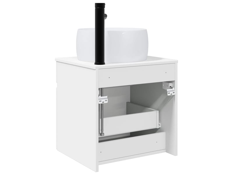 Meuble de lavabo mural, rangement salle de bain blanc brillant 49x44.5x66 cm - Conforama D