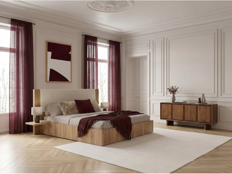 Bobochic lit coffre isya avec chevets intégrés beige 140x190 ISYA - Conforama C