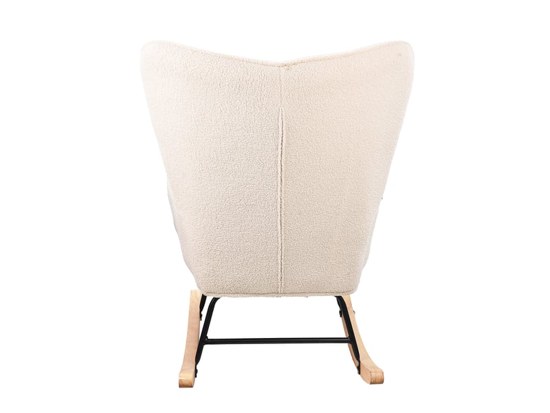  Fauteuil à bascule - 68 x 75 x 92 cm - beige - en tissu bouclette - chaise à bascule avec dossier capitonné et pieds en bois  - Conforama D