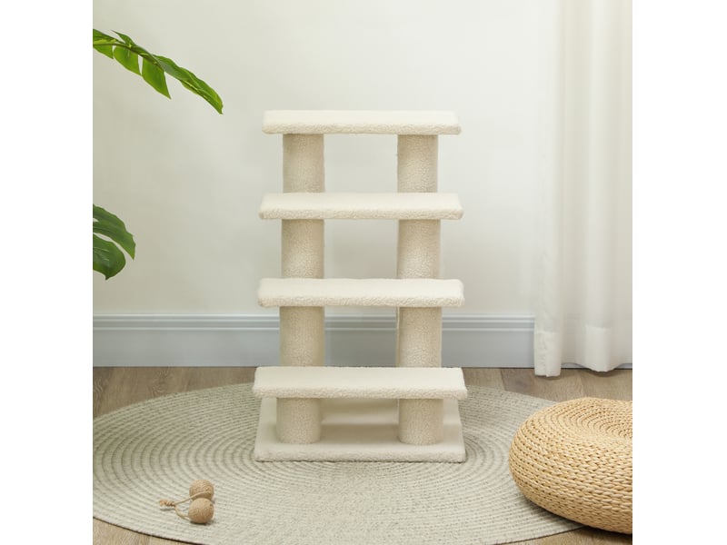  Escalier pour  4 marches 63,5x43x60 cm – beige crème – plateformes en tissu peluche stable  - Conforama B